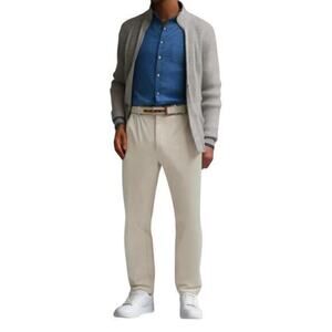 Peter Millar Men's Straight Leg Pilot Flat Front Trousers in Stone size 38 NWT